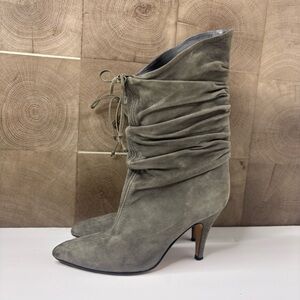 Furla boots women’s size 7  Grey suede knee high boots with lace up detail